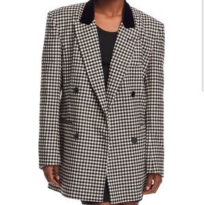 Ronny Kobo Doe Black & White Checkered Double Breasted Blazer XS New With Tags